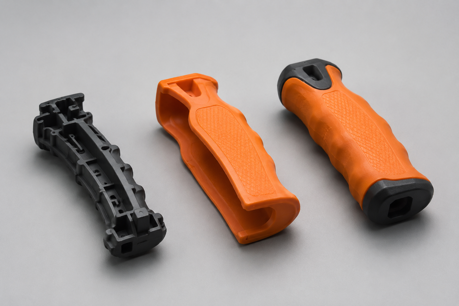 Over molding plastic grips